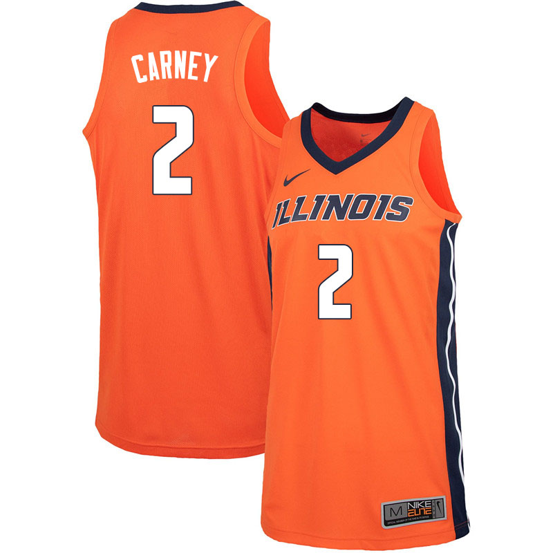 Men #2 Chuck Carney Illinois Fighting Illini College Basketball Jerseys Sale-Orange